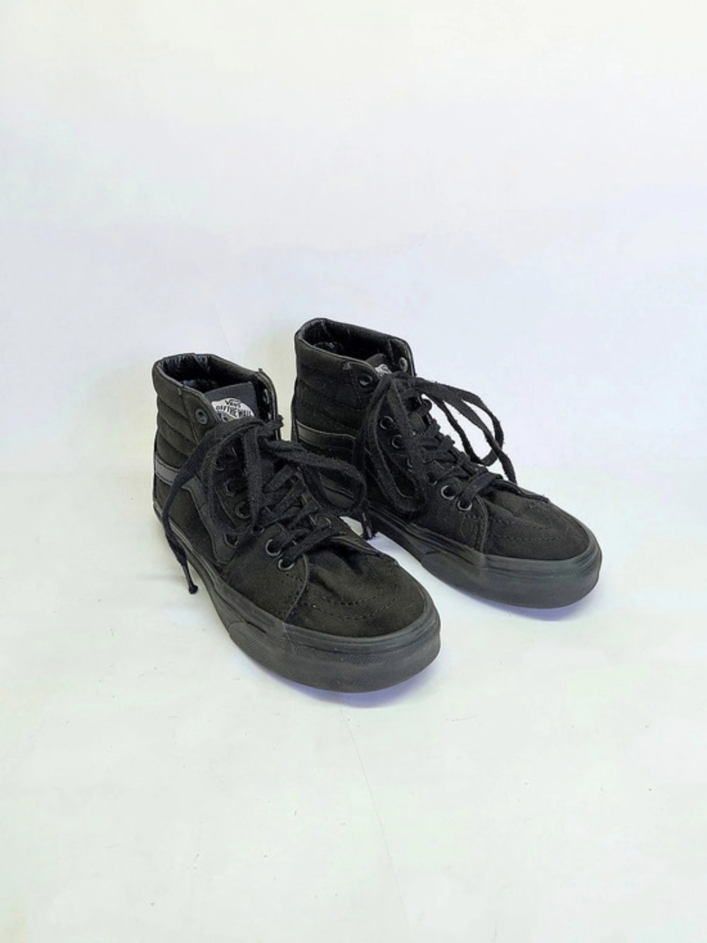 VANS Black on Black Sk8-Hi High Top Canvas Sneaker Skater 5.5 Women's